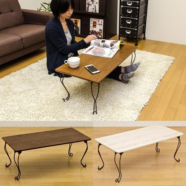 猫脚 テーブル 幅80cm 折りたたみ テーブル 角型 座卓 センターテーブル ローテーブル レトロ 机 折り畳み式 インテリア おしゃれ