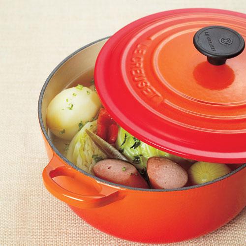 新品未使用　LE CREUSET 両手鍋 オレンジ 鋳物ホーロー鍋22cm ル・クルーゼ Le Creuset ココット・ロンド 22cm オレンジ 2501 鋳物
