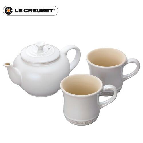 ル・クルーゼ Le Creuset ティーポット＆マグ SS 2個入セット ホワイト