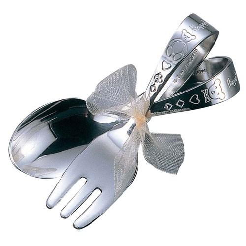 高山工業 18-8 ハッピーテディ ベビースプーン・フォークセット HT-125