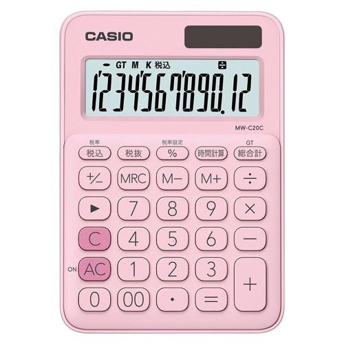 カシオ CASIO カラフル電卓 ミニジャストタイプ ペールピンク MW-C20C-PK-N｜cocoatta