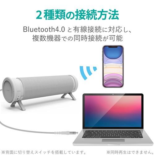 エレコム ELECOM 縦でも横でも使えるスピーカー Bluetooth 有線 重低音 パッシブラジエータ搭載 ホワイト SP-PCBS01UWH｜cocoatta｜02