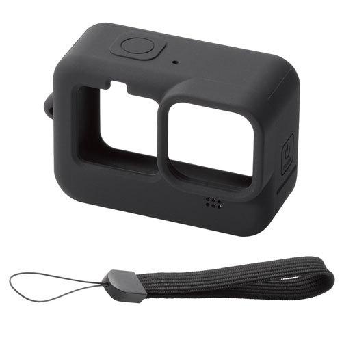 エレコム ELECOM GoPro HERO9 Black用 シリコンケース ハンドストラップ付き アクションカメラ ゴープロ9 ブラック AC-GP9BSSCBK｜cocoatta