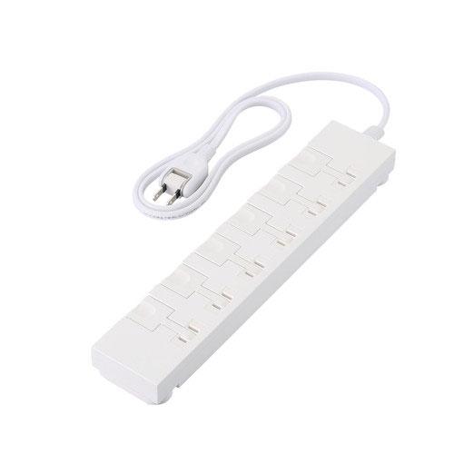 ACタップ エレコム ELECOM 電源タップ 延長コード コンセント 1m 2P 6個口 絶縁