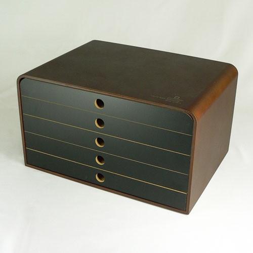 ヤマト工芸 ファイルケース A4 FILE CASE-5段- YK09-118-Br/Bk ブラック 収納ボックス 収納ケース 小物入れ 引き出し 収納 北欧 整理 ファイル 木製 日本製