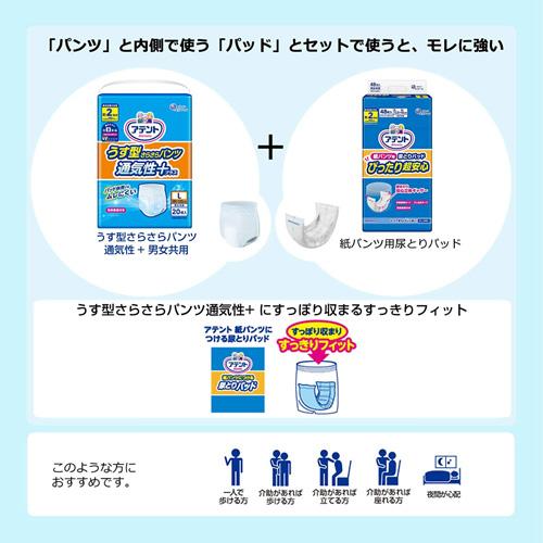 大王製紙 アテント うす型さらさらパンツ 通気性プラス L 男女共用 20