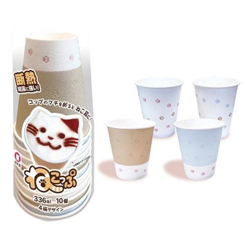 日本デキシー ねこっぷ 断熱レリーフカップ 336mL 10個入 KDPR11NS 猫