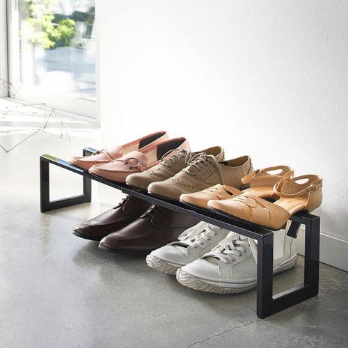 山崎実業 伸縮シューズラック ライン 1段 ブラック 3189 : cocoatta