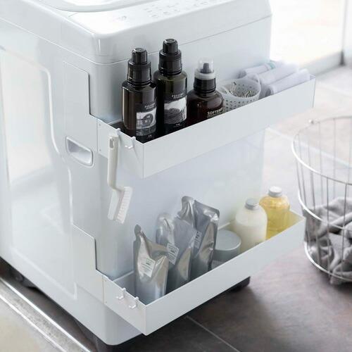 山崎実業 マグネット伸縮洗濯機ラック タワー tower ホワイト 5272☆★