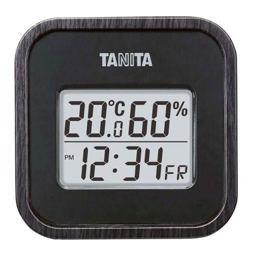 タニタ デジタル温湿度計 ブラック TT-571-BK 湿度計 温度計 熱中症 風邪 カビ 時計 曜日 電池式｜cocoatta