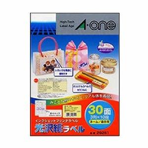 エーワン ラベルシール インクジェット 光沢紙 A4判 30面 四辺