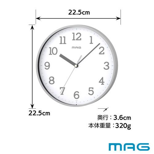 ノア精密 MAG 壁掛け時計 ガレット グレー W-808 GY-Z マグ 掛け時計