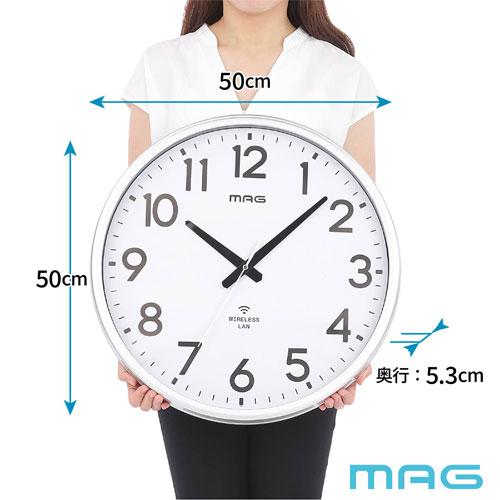 ノア精密 MAG マグ 掛け時計 直径50.0cm シルバー W825SMZ : cocoatta