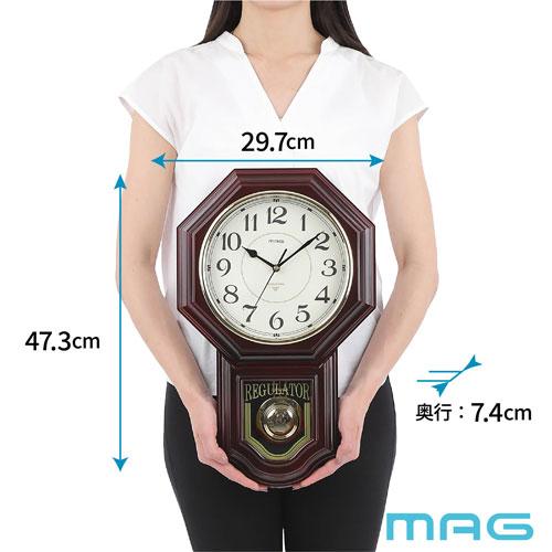 ノア精密 MAG マグ 掛け時計 アナログ アンティーク レトロ 振り子 縦