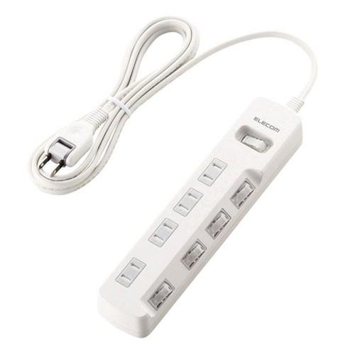 延長コード 電源タップ 2.5m 2ピン 4個口 雷ガード付 集中・個別両用