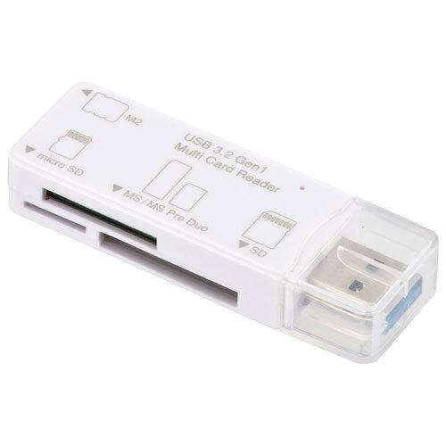 オーム電機 マルチカードリーダー 49メディア対応 USB3.2Gen1 ホワイト PC-SCRWU303-W｜cocoatta