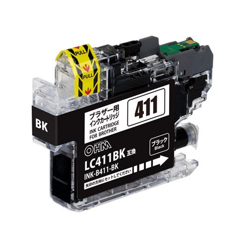 オーム電機ブラザー交換インクカードレッジ オーム電機 ブラザー互換インク LC411BK 顔料ブラック INK-B411-BK