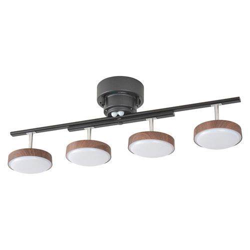 オーム電機 LED 4灯シーリングライト ダークブラウン LT-YLS4RC-K 