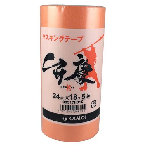 カモ井加工紙 カモイ 建築塗装用マスキングテープ 弁慶 24mm×18m 5巻入