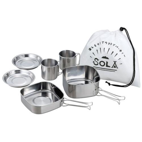  PEAK アウトドア 鍋セット SOLA 角型キャンピング鍋 6点セット キャンプ クッカーセット