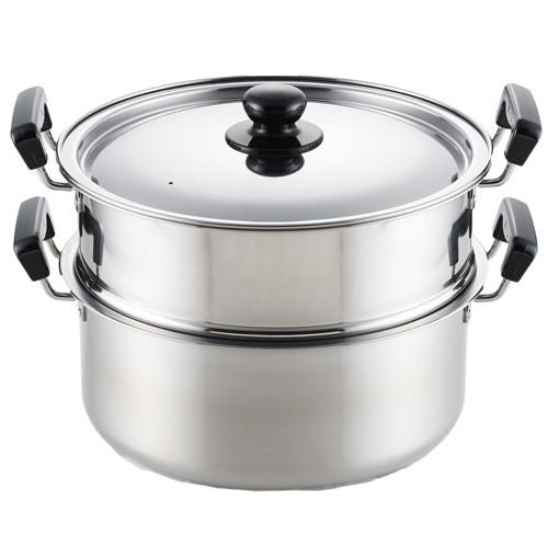 ヨシカワ 蒸しもの鍋 満菜 二段蒸し器 28cm SH9867 蒸器 蒸調理 ステンレス製 IH対応 二段