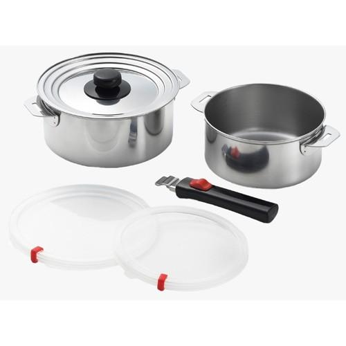 未使用　ヨシカワ　郷技　着脱式ハンドル鍋セット ヨシカワ 郷技 着脱式ハンドル鍋 2点セット 樹脂蓋付 YJ2364 16cm 18cm