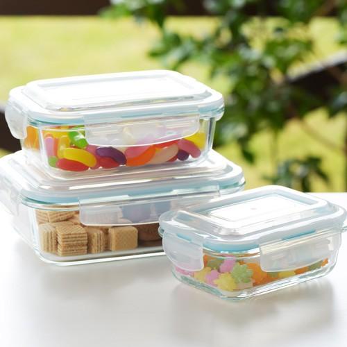 ヨシカワ グラスコンテナ4点ロック式ガラス容器 1050ml 大サイズ