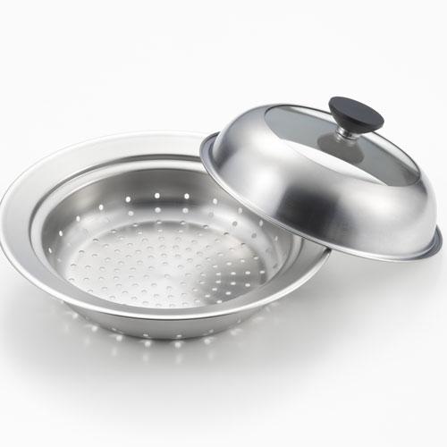 両面使い　蒸し器　鍋 ヨシカワ 見える！お鍋用蒸し器 20~22cm用 YJ3626 蒸し器 蒸し調理器