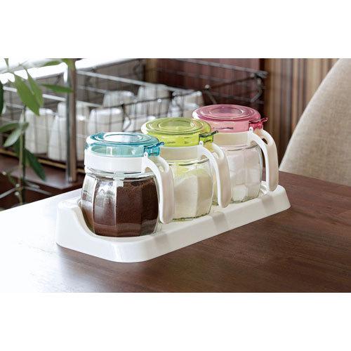 ガラス製カラフル調味料カップ 3個 スプーン付き SV-6315 : cocoatta