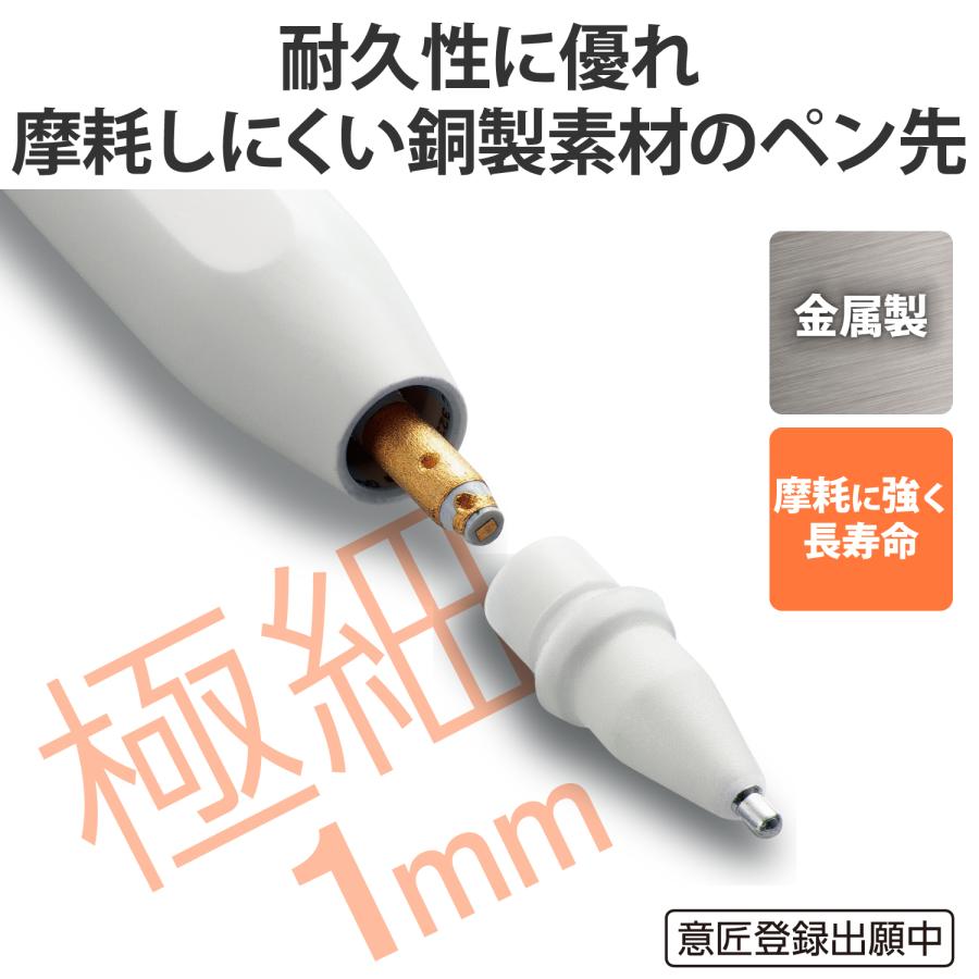 【ネコポス便のみ】 エレコム  Apple Pencil 第一世代 第二世代 交換 ペン先 P-TIPAP01 極細 1mm 2個セット 金属製 ホワイト アップルペンシル｜cocoawebmarket｜02