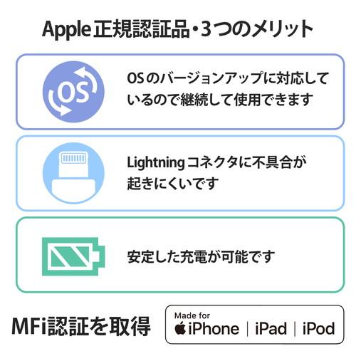 【ネコポス便のみ】エレコム Lightning ケーブル MPA-UALT12BK タッチLEDライト付き 1.2m MFi認証品 ブラック｜cocoawebmarket｜06