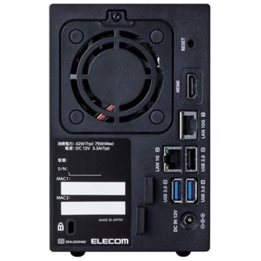 ELECOM エレコム デスクトップ2ベイ WSIoT2022forStorage Standard搭載NAS NSB-72D02TS22 (2TB)(ネットワーク接続型ストレージ )ブラック_2