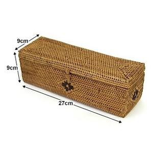 アタ製インセンスBOX3 アジアン雑貨 バリ かご 蓋付き カトラリー