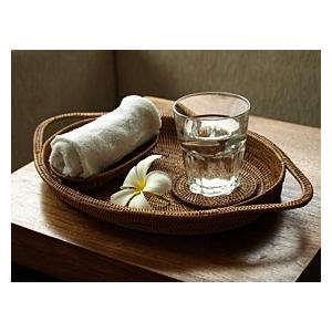 アタ 持ち手付きトレイ(ラウンド) アジアン雑貨 バリ インテリアトレイ