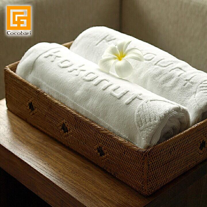 アウトレット品●多目的ツボボックス●柄入●アタ●バリ島●アジアン雑貨●大きめ●2 タオル用スクエアボックス アタ アジアン雑貨 バリ おしゃれ リゾート