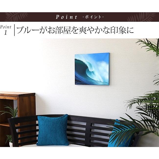 絵画 波(40cm×50cm)  バリ雑貨 ハワイアン インテリア 玄関 おしゃれ 海 西海岸 壁掛け 飾り アート フレーム パネル ココバリ |  | 02