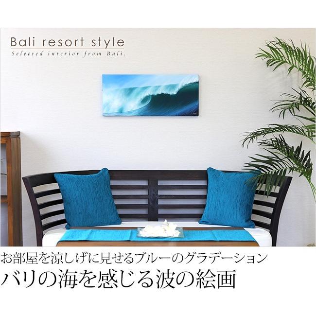 絵画 波(30cm×70cm) バリ雑貨 ハワイアン インテリア 玄関 おしゃれ 海