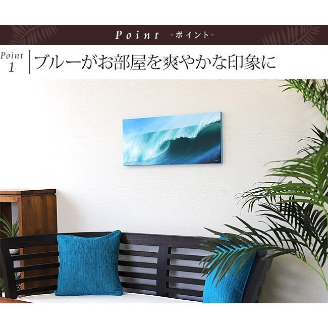 絵画 波(30cm×70cm) バリ雑貨 ハワイアン インテリア 玄関 おしゃれ 海