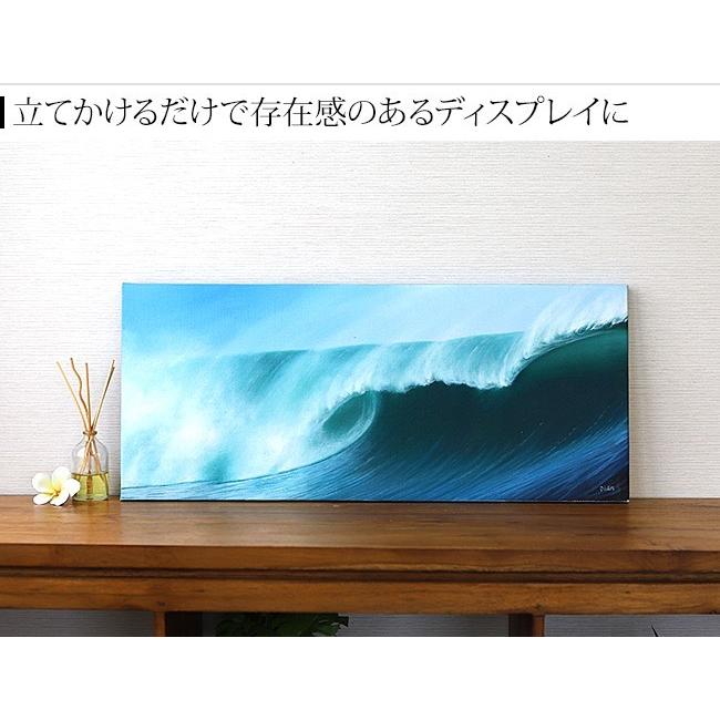 絵画 波(30cm×70cm) バリ雑貨 ハワイアン インテリア 玄関 おしゃれ 海