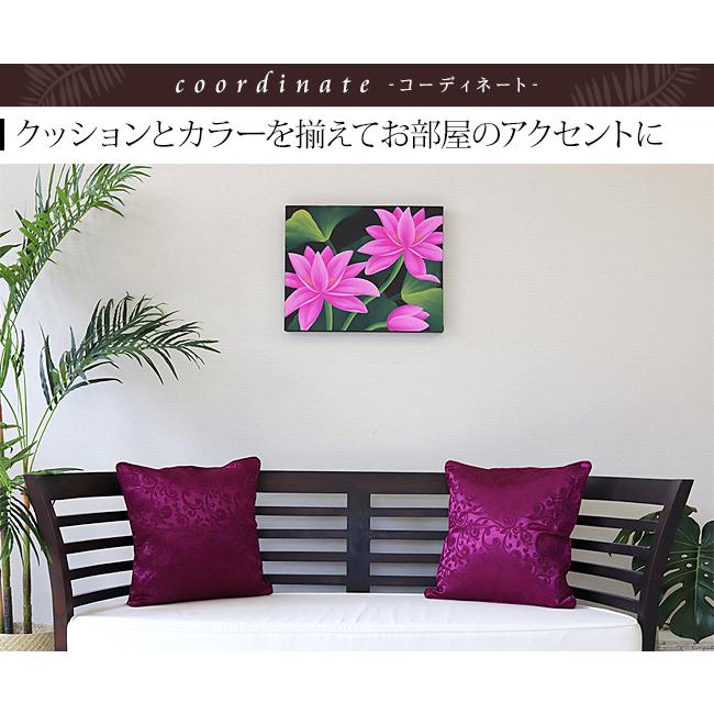 バリ絵画 ロータス(40cm×50cm)  蓮 バリ雑貨 アート 花 インテリア 玄関 おしゃれ 壁掛け 飾り フレーム パネル ココバリ |  | 03