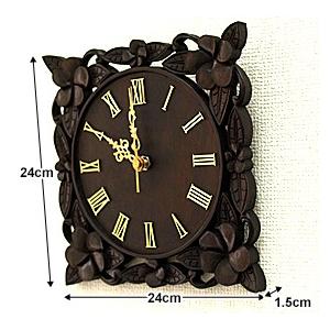 木製レリーフ時計 プルメリア24cm  アジアン雑貨 バリ 掛け時計 壁掛け オシャレ ハワイアン 花柄 インテリア 木彫り 開店 新築 結婚 祝い |  | 07