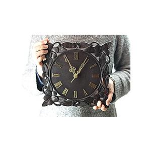 木製レリーフ時計 プルメリア24cm  アジアン雑貨 バリ 掛け時計 壁掛け オシャレ ハワイアン 花柄 インテリア 木彫り 開店 新築 結婚 祝い |  | 08