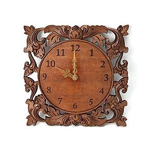 木製レリーフ時計 ロータス(スペシャル)28cm レーザー彫りタイプ