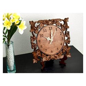 木製レリーフ時計 ロータス(スペシャル)28cm レーザー彫りタイプ