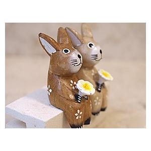 木彫り ウサギS カップル うさぎ グッズ 置物 かわいい 木製 木彫り ウサギS カップル うさぎ グッズ 置物 かわいい 木製