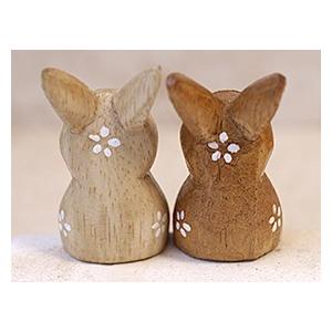 木彫り ウサギS カップル うさぎ グッズ 置物 かわいい 木製 木彫り ウサギS カップル うさぎ グッズ 置物 かわいい 木製