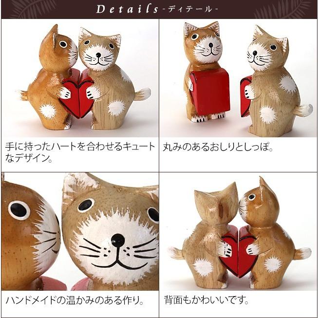 《スペシャルプライス》バリネコ(カップル)ハート アジアン雑貨 バリ 猫 置物 グッズ プレゼント 木製 木彫り インテリア ココバリ｜cocobari｜07