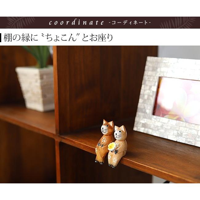 バリネコS（カップル） アジアン雑貨 バリ 猫 置物 グッズ 木製 木彫り
