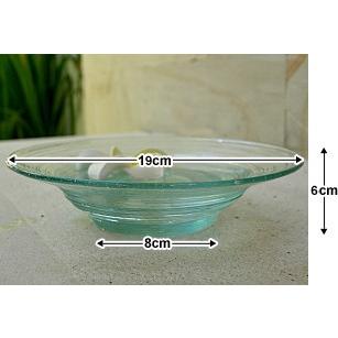 ガラスの水盤 ミニ プルメリア(イエロー)付き 花器 花瓶 ボウル バリ