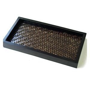トレイ(チーク＆バンブー)30cm×15cm×3cm アジアン バリ 木製